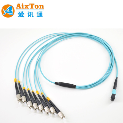 Dây nhảy quang sợi quang mật độ cao MM OM3 MTP MPO 8 12 24 lõi với đầu nối tiêu chuẩn RL ≥30dB